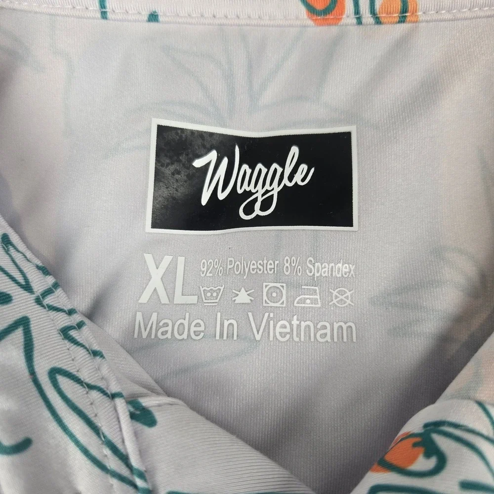 Waggle Golf Polo Shirt Mens XL Palm Tree Tropical Performance Short Sleeve - Picture 4 of 6